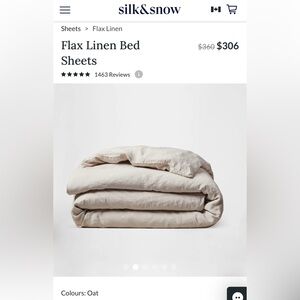$345.78 Silk&Snow 100% Flax Linen Oat Duvet Cover in King